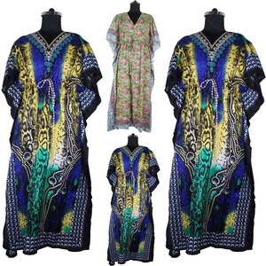 Silk <b>Long</b> <b>Kaftan</b> Dress Vintage Beachwear - Product Image 2