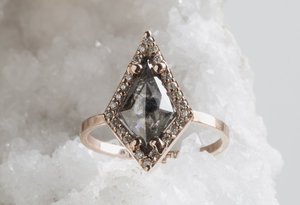 1.74กะรัตว่าวธรรมชาติแหวนเพชรรัศมีวงแหวนเพชรรูปเกลือและพริกไทยทรงเกลือและเพชรขนาด14K กุหลาบทองแหวนเพชรที่มีเอกลักษณ์เฉพาะตัว - Product Image 2