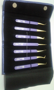 Eyelashes Tweezers Custom Purple Lash Tweezer High Quality Stainless Steel Eyelash Extension Tweezers Volume & Isolation Tweezer - Product Image 4