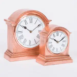 Jam Dekorasi/Jam Meja/Jam Atas Meja Logam dengan Dekorasi Unik Jam Samping Tempat Tidur Dekoratif Antik