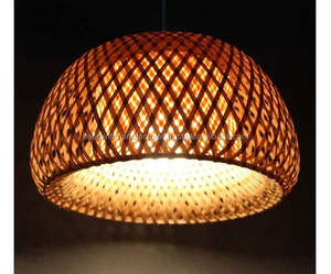 Abat-jour rond en bambou naturel, lampe suspendue d'intérieur faite à la main au Vietnam - Product Image 5
