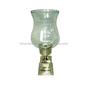 เชิงเทียนโลหะสีเงินแบบโบราณขนาดใหญ่ที่สวยงามใหม่เชิงเทียนแก้วโลหะ - Product Image 4