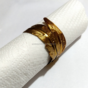 2024ห่วงใส่ผ้าเช็ดปากลายใบไม้สีทองที่สร้างสรรค์สำหรับตกแต่งบ้านโต๊ะงานแต่งงานอื่นๆ - Product Image 2