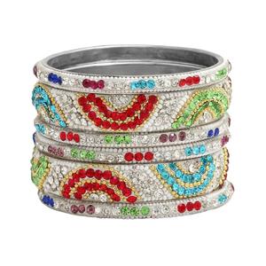 Bracelet indien en verre et Zircon, fin, en métal, nouvelle collection - Product Image 1