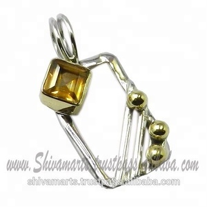 Hermosa moda plata 925 plata esterlina latón citrino piedras preciosas joyería fina colgantes y dijes - Product Image 2