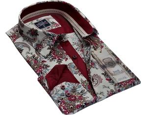 Chemise à fleurs bordeaux pour hommes - Product Image 1