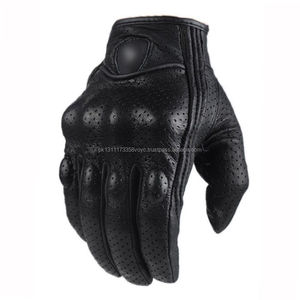 Guantes tácticos de cuero para hombre, negros, con logotipo personalizado, para motocicleta - Product Image 1