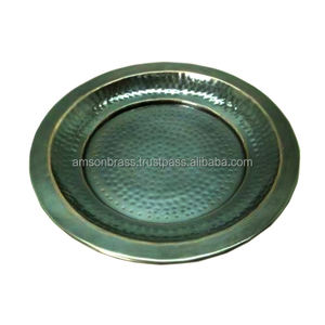 Assiettes de présentation en métal, fer, nickel, décor de table à manger, assiettes de présentation martelées assiettes de table - Product Image 1