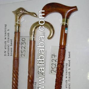 Bastón de madera hecho a mano con mango de latón y madera y latón, bastón para caminar de madera con mango de latón y madera - Product Image 3