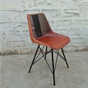 Silla de comedor de cuero y hierro vintage Industrial - Product Image 1