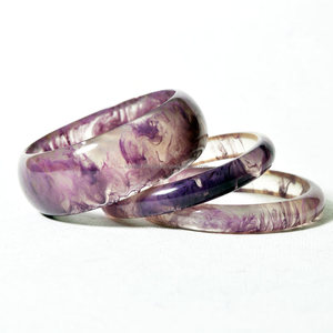 Bracelet en résine pour femmes, Smoky, rose, finition de marbre, vintage, bijoux en bakélite - Product Image 4