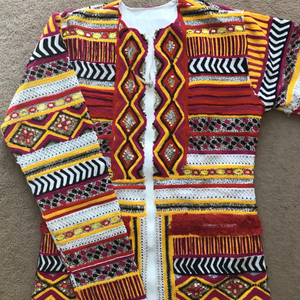 Bohochic XL Varsity Jacket para adultos Tela de lona bordada colorida Producto transpirable y terminado con decoración de encaje - Product Image 1