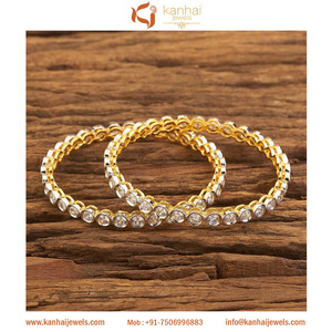 กำไลข้อมือคลาสสิกแฮนด์เมดพร้อมชุบ2โทนสีขาว58297 - Product Image 2