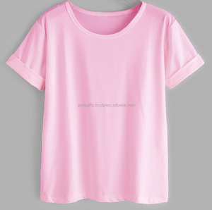เสื้อยืดสีชมพูสำหรับผู้หญิงแขนสั้นพิมพ์ลายผ้ารีไซเคิล - Product Image 5