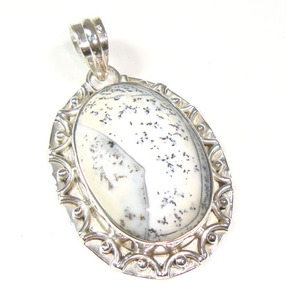 Pendentif en argent sterling 925 de qualité supérieure, agate dendrite naturelle, bijoux indiens faits à la main, pendentifs inspirés. - Product Image 6