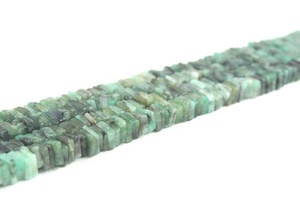 16 "Long brin AAA Grade naturel émeraude pierre précieuse lisse forme carrée Heishi perles faisant collier de pierre de naissance verte - Product Image 4