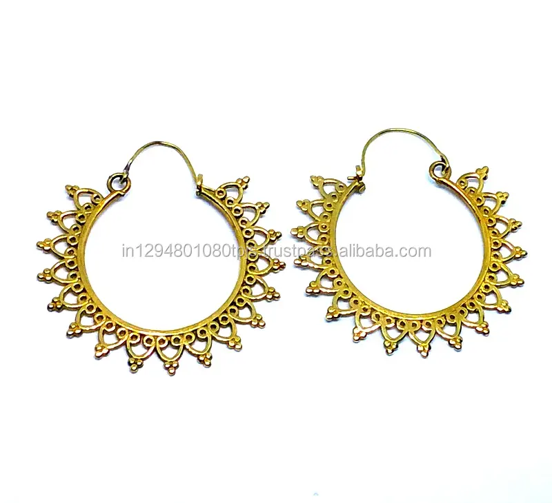 بسعر الجملة حلق هندي بوهيمي مجوهرات نسائية حلق قبلية حلق من النحاس