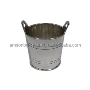 Refroidisseur en métal avec poignée de forme ronde Refroidisseur à vin en métal poli brillant pour l'extérieur Refroidisseur à vin de luxe fait à la main Seau à glace - Product Image 3