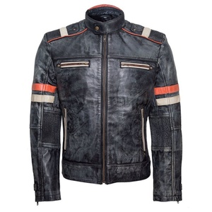 Veste en cuir de vachette pour homme, style café racer, sur mesure, haute qualité, vintage, usée, vêtements de sport, coupe-vent, été, hiver - Product Image 1
