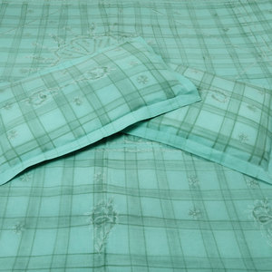 Ropa de cama doble hecha a mano al por mayor, ropa de cama de algodón a cuadros azul claro - Product Image 2