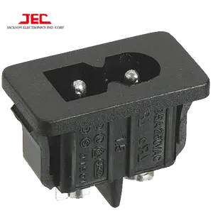 Jec interruptor de tomada iec60320 c8 power ac, conector de tomada de 2 pinos