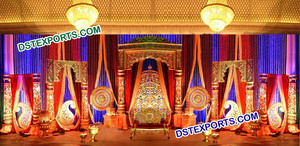 शानदार सोने Walima मंच सजावट सेट ग्लैमरस शादी मंच सजावट ग्रांड बॉलीवुड शादी चरण सेट - Product Image 3