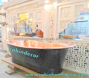 Baignoire en cuivre antique utile avec égouttoir Accessoire de bain agréable pour le trempage - Product Image 1