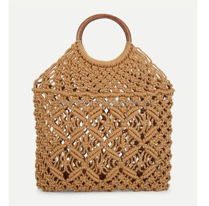 กระเป๋าชายหาดผ้าคอตตอน,กระเป๋าถัก Macrame กระเป๋าถือแฟชั่นอินเดีย - Product Image 3