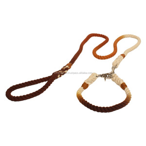 Dog LeashRope & Leather <b>Collar</b> - Ombre Leather Double Hook Style Rope LeashPremium Quality - Product Image 2