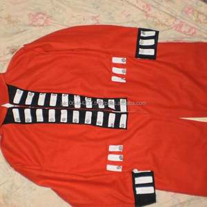 High Quality Handmade Embroidered <b>Men's</b> British Red <b>Overcoat</b> Custom Made Long Sleeves Woolen Coat Plus Size Cotton Filling - Product Image 4