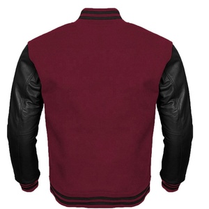 Chaqueta de lana unisex de cuero auténtico colección de invierno Varsity Baseball Letterman College School Bomber estilo PU tela de piel de bajo precio - Product Image 6