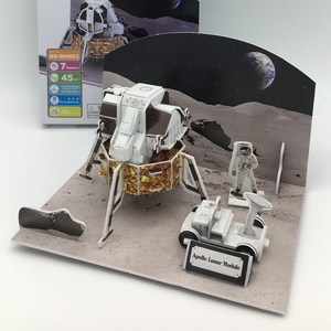 Puzzles en papier à faire soi-même, modèle de <span class=keywords><strong>module</strong></span> <span class=keywords><strong>lunaire</strong></span> Apollo 3D, kit de modèle - Ensemble de jouets spatiaux avec rover <span class=keywords><strong>lunaire</strong></span> et plan d'atterrissage sur la lune - Product Image 4