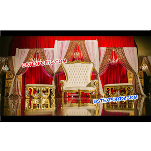 Chaise de réception en fer doré pour mariage asiatique, à dossier haut, canapé doré, dernier Design, fabrication - Product Image 1