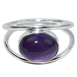 Ravissant bagues en argent Sterling 925 améthyste violette de forme ovale, vente en gros de bijoux en argent Sterling 925 - Product Image 2