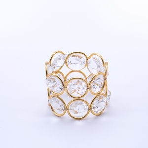 Anillo de servilletas con cuentas de cristal dorado, nuevo - Product Image 2