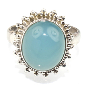Anillo de plata de primera ley con forma ovalada para mujer, sortija, plata esterlina 925, Calcedonia azul, hecho de joyería India - Product Image 2
