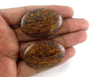 Cabujones de jaspe Mariyam amarillo natural, cuentas de piedras preciosas sueltas de forma ovalada suave para joyería envuelta en alambre hecha a mano - Product Image 6