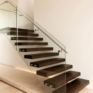 Escalera Flotante de Madera de Roble Prima Interior con Peldaños de Madera, Pasamanos Decorativo de Madera Recta - Product Image 1