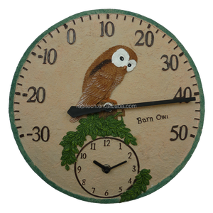 Reloj de Jardín con Termómetro de Poliresina de 12 Pulgadas, Pantalla de Una Sola Cara, Movimiento Analógico de Cuarzo, Aguja Integrada, para Interiores, Ocasión de Pascua - Product Image 1