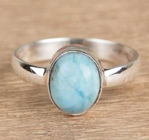 Larimar anillo 925 plata esterlina ovalada redonda pera cuadrado fantasía rectángulo piedra preciosa piedra cabujón - Product Image 5