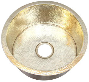 Lavabo redondo martillado de latón brillante - Product Image 1