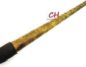 Bastón de madera con mango de latón náutico, bastón de cuero amarillo en relieve, bastón antiguo hecho a mano. Gif del Día del Padre - Product Image 3