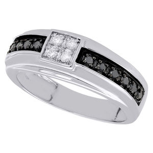 Bague de mariage en or blanc 14 carats avec diamants noirs de 1,50 carat pour homme, bague de fiançailles, bague en diamant pour homme, bague en diamant naturel - Product Image 3