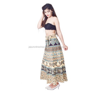 Faldas cruzadas de algodón con estampado Jaipuri para mujer para ropa de playa - Product Image 2
