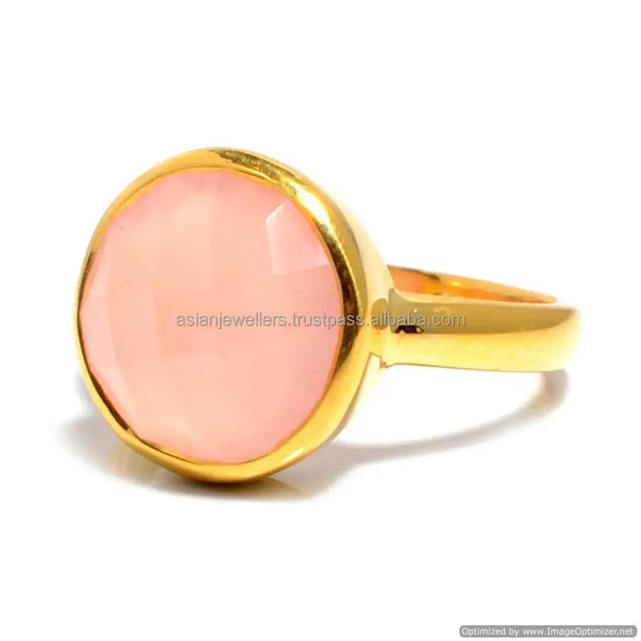 Natural Pink Chalcedony Gemstone Ring in 925 Sterling Silver Beautiful Handmade Designer Unique Best Selling Wholesale Jewelry