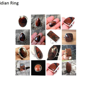 925 Sterling Silver Mahogany <b>Obsidian</b> Ring Oval Round Pear square Rectangle Natural Gemstone Stone Cabochon - Product Image 1