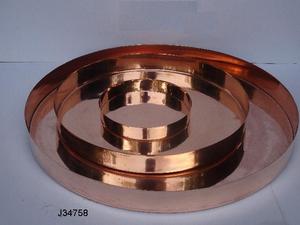 Plateau rond en métal cuivre durable fabriqué à la main, poli miroir et finition mate pour la décoration intérieure et l'artisanat en métal de service - Product Image 5