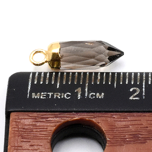 จี้ควอตซ์สโมคกี้ขนาด 16 ถึง 18 มม. รูปทรงแหลมเล็ก พลอยชุบทอง 14K พร้อมห่วง สำหรับเครื่องประดับ หินประจำเดือนพฤศจิกายน - Product Image 2