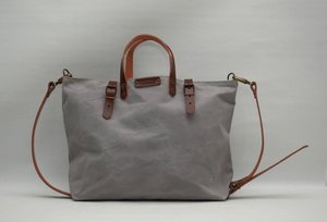 Toile cirée sac/fourre-tout/sac avec poignées en cuir et fermetures, coloris gris clair-LHB 0020 - Product Image 6