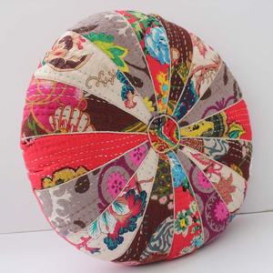 Cojines de asiento de meditación de Yoga Zafu de PVC de alta calidad, cojines de suelo redondos Kantha de retazos de comercio justo con función extraíble - Product Image 6